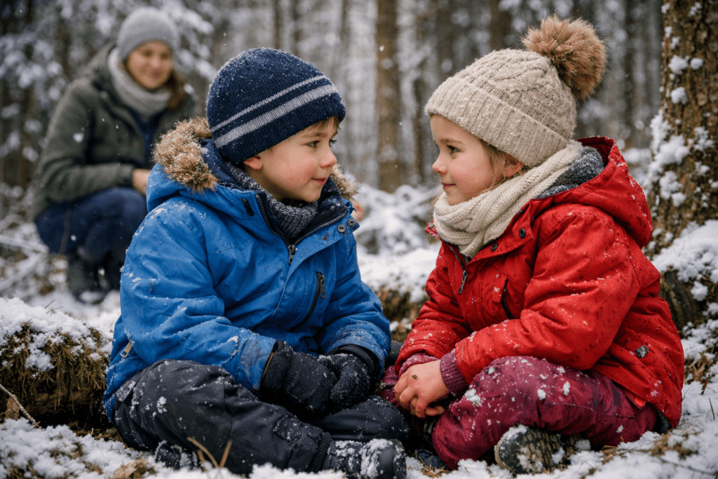GFK: Zwei Kinder im tiefen verstehen im Wald