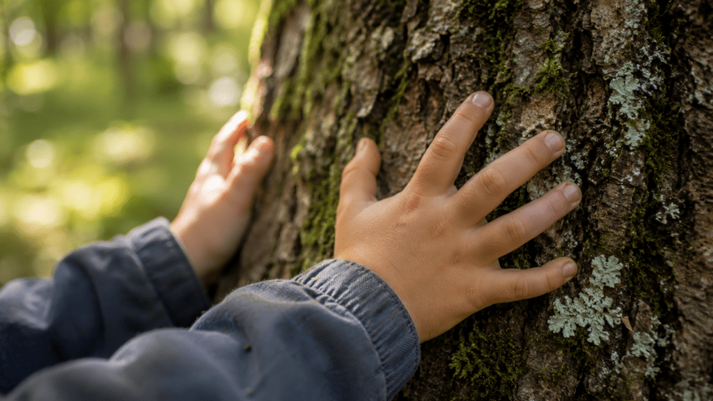 Nahaufnahme Hände von Kind beim Klettern